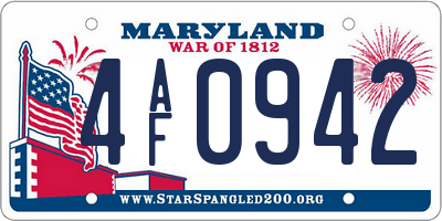 MD license plate 4AF0942