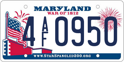 MD license plate 4AF0950
