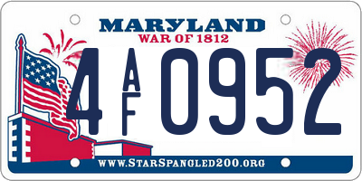 MD license plate 4AF0952