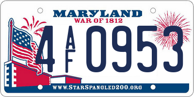 MD license plate 4AF0953