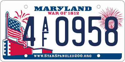 MD license plate 4AF0958