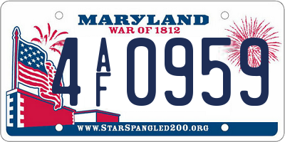 MD license plate 4AF0959