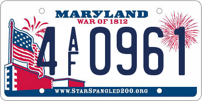 MD license plate 4AF0961
