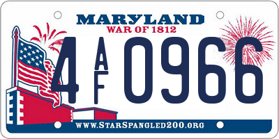 MD license plate 4AF0966