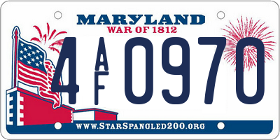 MD license plate 4AF0970