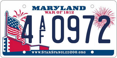 MD license plate 4AF0972