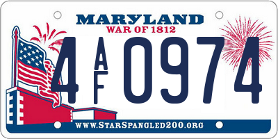 MD license plate 4AF0974