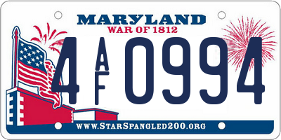 MD license plate 4AF0994
