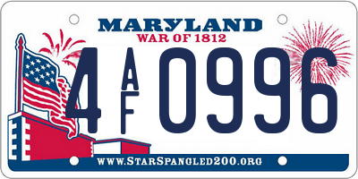 MD license plate 4AF0996