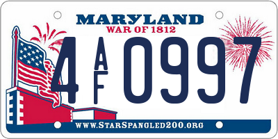 MD license plate 4AF0997