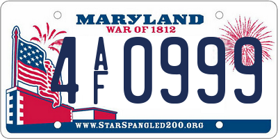 MD license plate 4AF0999