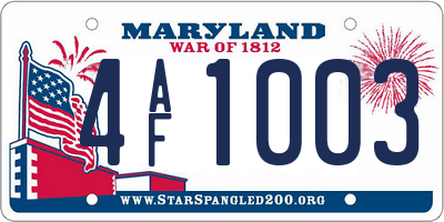 MD license plate 4AF1003