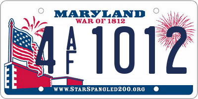 MD license plate 4AF1012