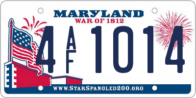 MD license plate 4AF1014