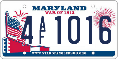 MD license plate 4AF1016