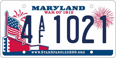MD license plate 4AF1021