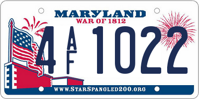 MD license plate 4AF1022