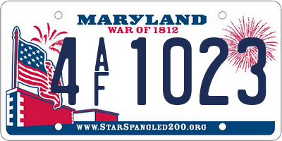 MD license plate 4AF1023