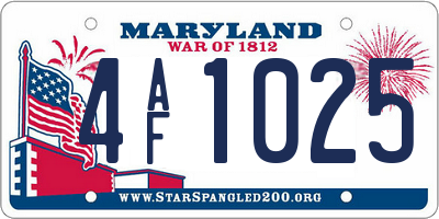 MD license plate 4AF1025