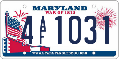 MD license plate 4AF1031