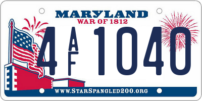 MD license plate 4AF1040