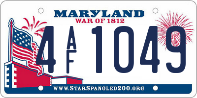 MD license plate 4AF1049