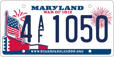 MD license plate 4AF1050