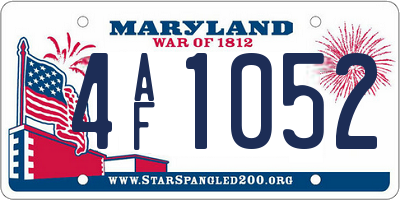 MD license plate 4AF1052