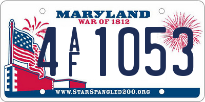 MD license plate 4AF1053