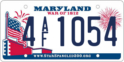 MD license plate 4AF1054