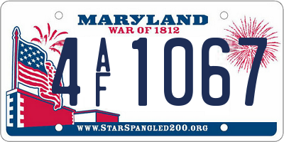 MD license plate 4AF1067