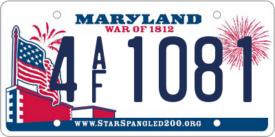 MD license plate 4AF1081