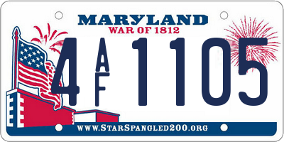 MD license plate 4AF1105