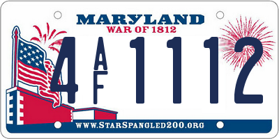 MD license plate 4AF1112