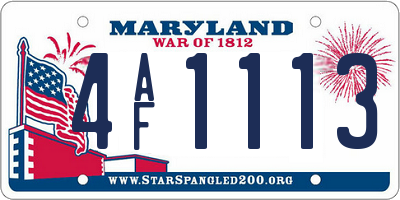 MD license plate 4AF1113