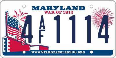 MD license plate 4AF1114