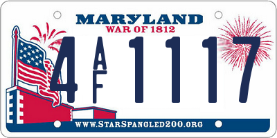 MD license plate 4AF1117
