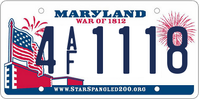 MD license plate 4AF1118
