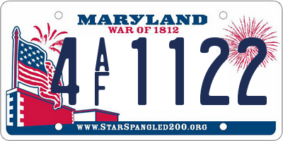 MD license plate 4AF1122