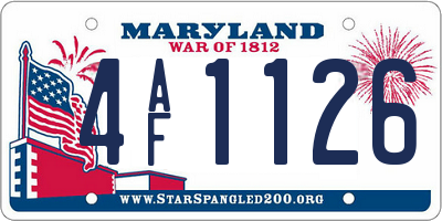 MD license plate 4AF1126