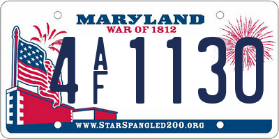 MD license plate 4AF1130