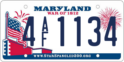 MD license plate 4AF1134