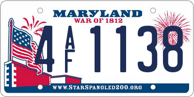 MD license plate 4AF1138