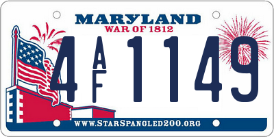 MD license plate 4AF1149