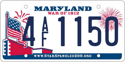 MD license plate 4AF1150