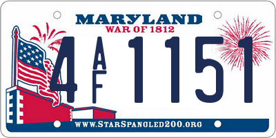 MD license plate 4AF1151