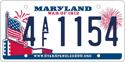 MD license plate 4AF1154
