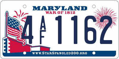 MD license plate 4AF1162