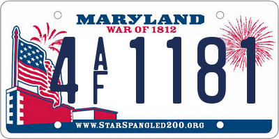MD license plate 4AF1181