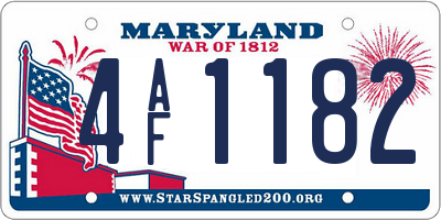 MD license plate 4AF1182